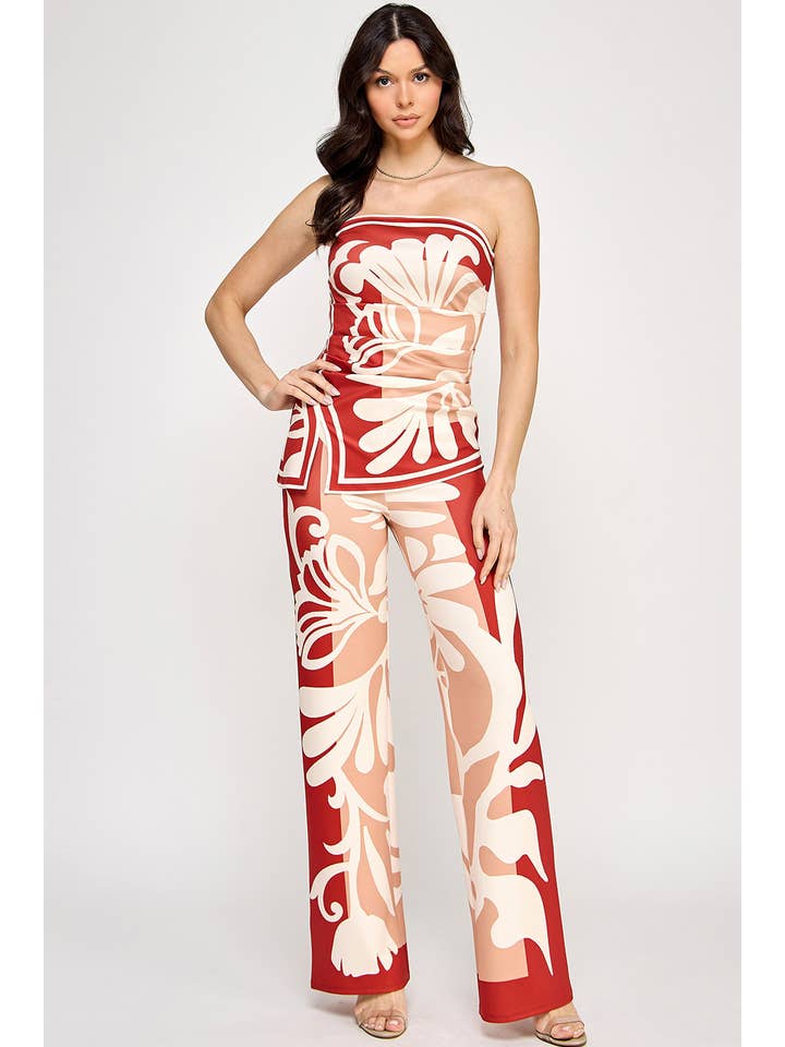 Her Bottari - Wholesale Top & Pant Set (NOT Loungewear) - Women's - BT6183-SET_Elastic Strapless Tube Top & Pants Set6