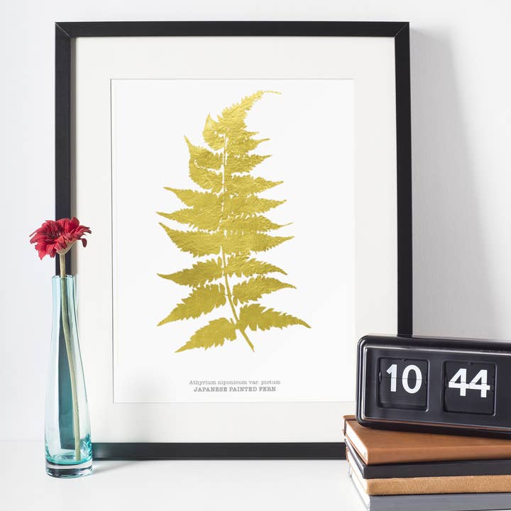 Stampa felce dipinta giapponese in lamina d'oro per la vendita all'ingrosso da parte di Ren Butler Design