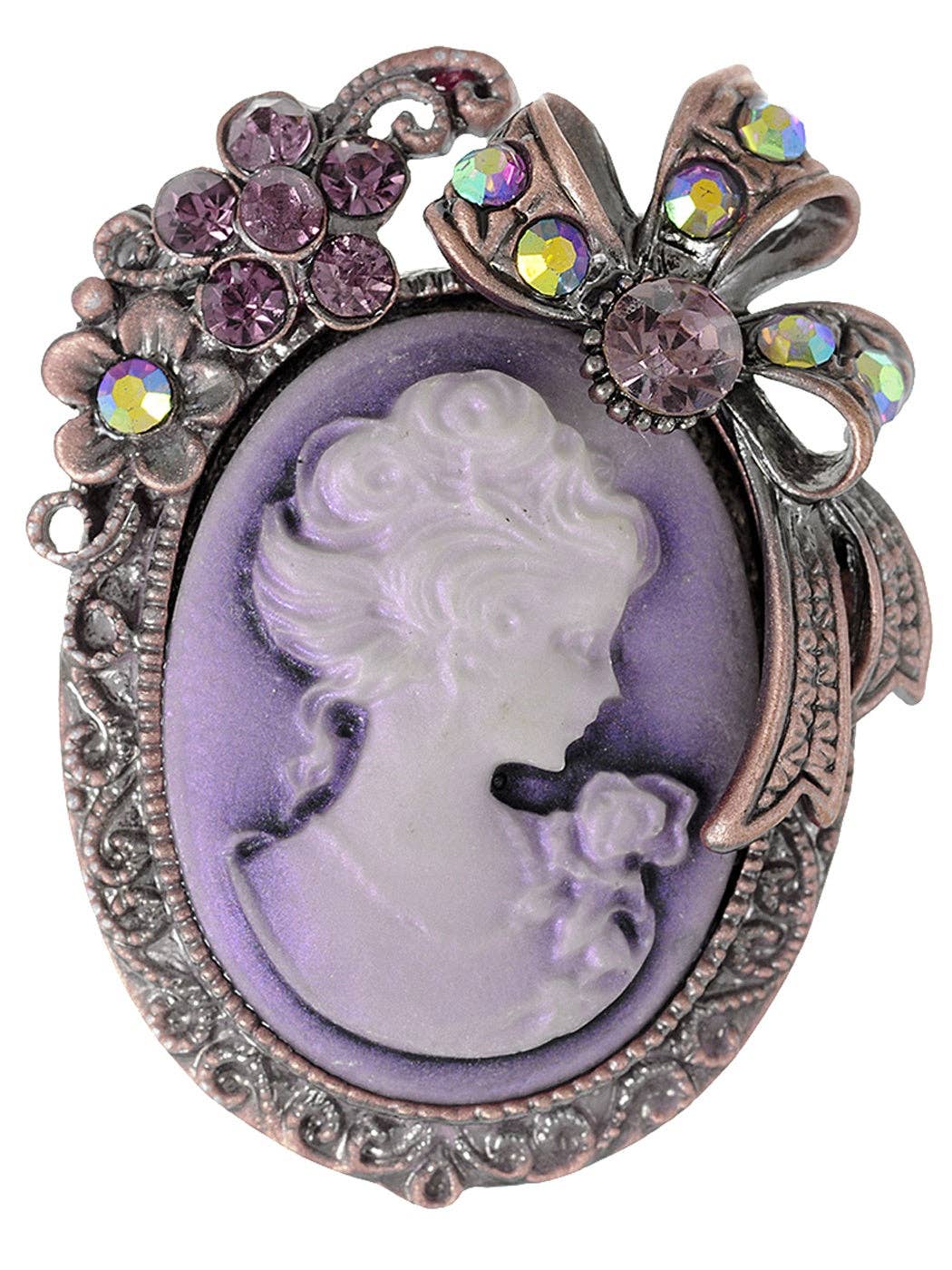 AK Brand - Wholesale Brooch - Vintage Victorian Cameo Brooch Maiden Flower Ribbon Bow10