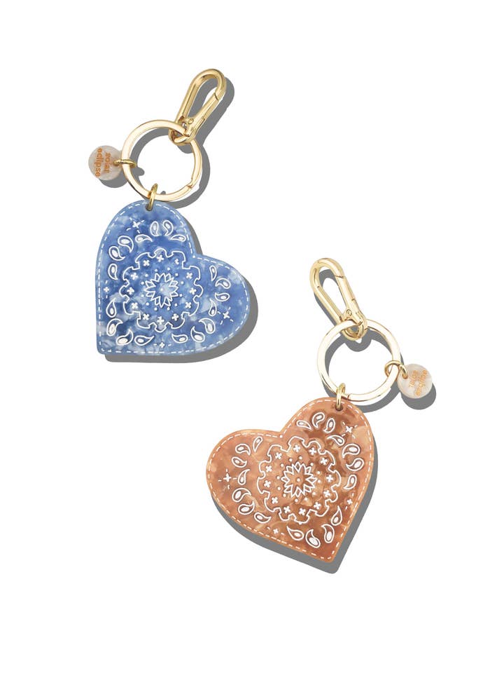 Hand-painted Paisley Heart Bag Charm + Keychain | Limited Edition for wholesale by Solar Eclipse
