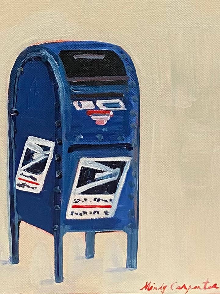 Blue Mailbox Postcard for wholesale by Carpe Diem Papers