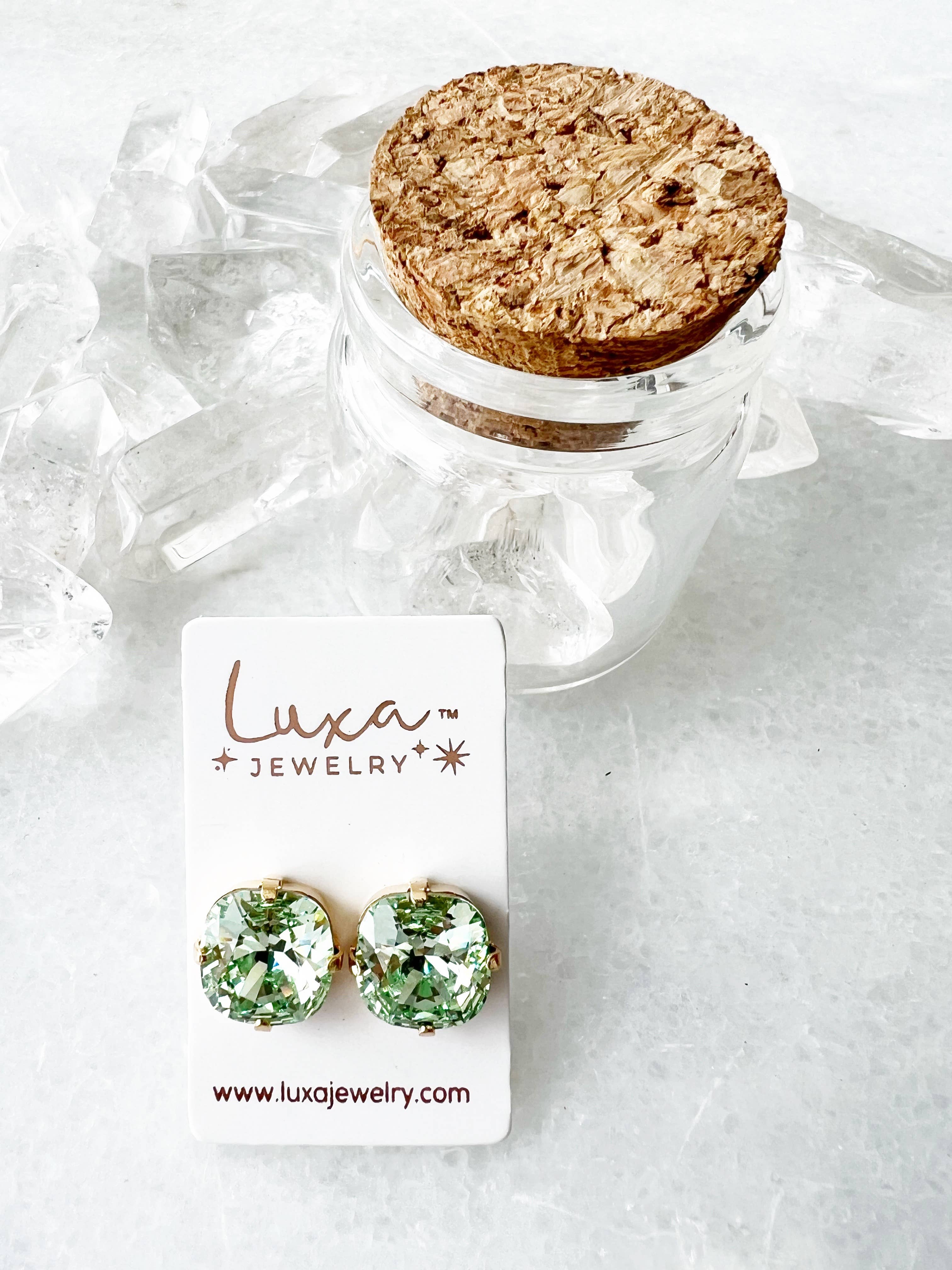 Luxa Jewelry - Wholesale Stud/Post Earrings - Mint Crystal Color Pop Stud