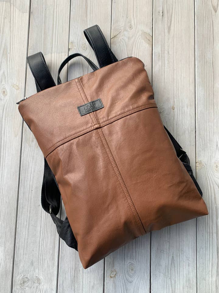 Brown Leather Rucksack for wholesale by LeaF