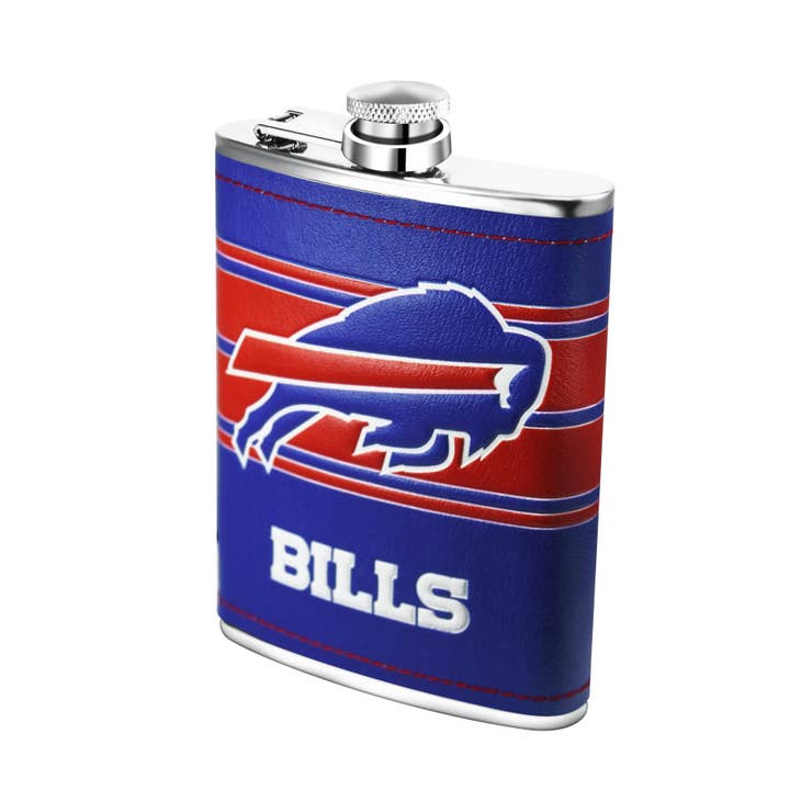 NFL Buffalo Bills 8oz Stainless Steel Hip Flask Set for wholesale by Simran International