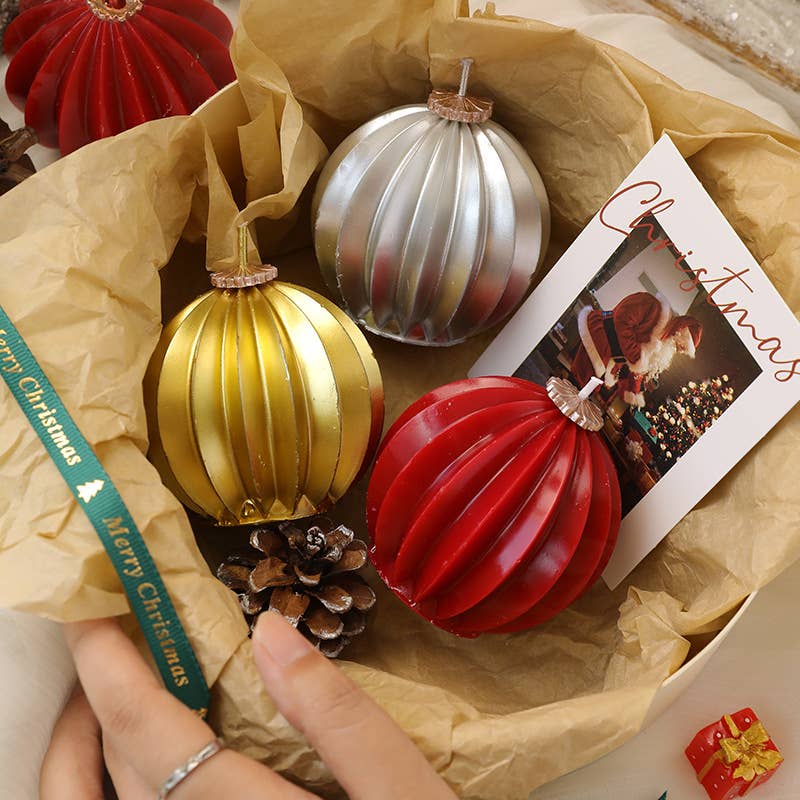 Candles Meta - Wholesale Novelty Candle - Christmas Pleated Ball Home Ambience Decor Scented Candle6