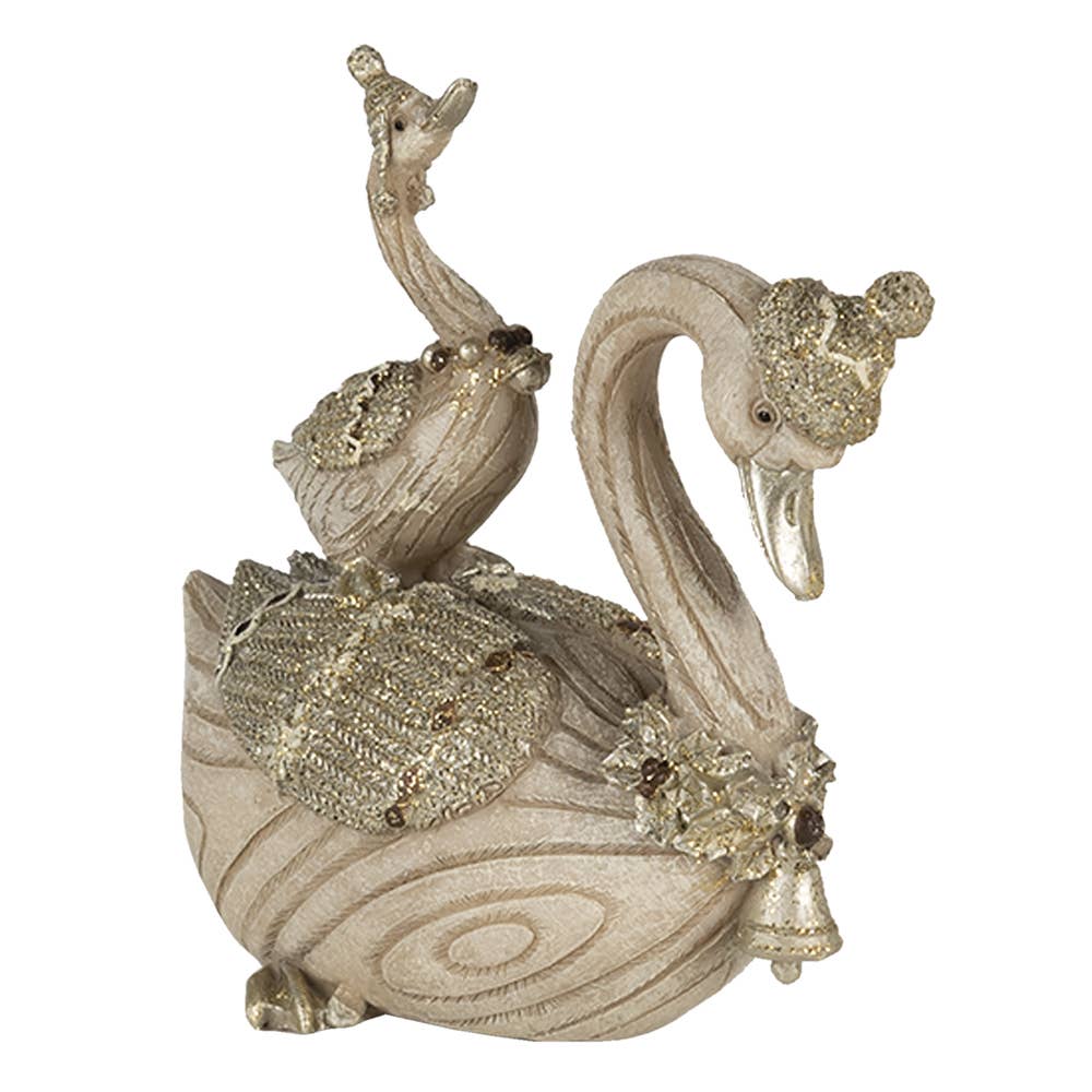 Clayre & Eef - Wholesale Decorative Figurine - 6PR4687 Figurine Swan 11x6x10 cm Beige Polyresin Home1