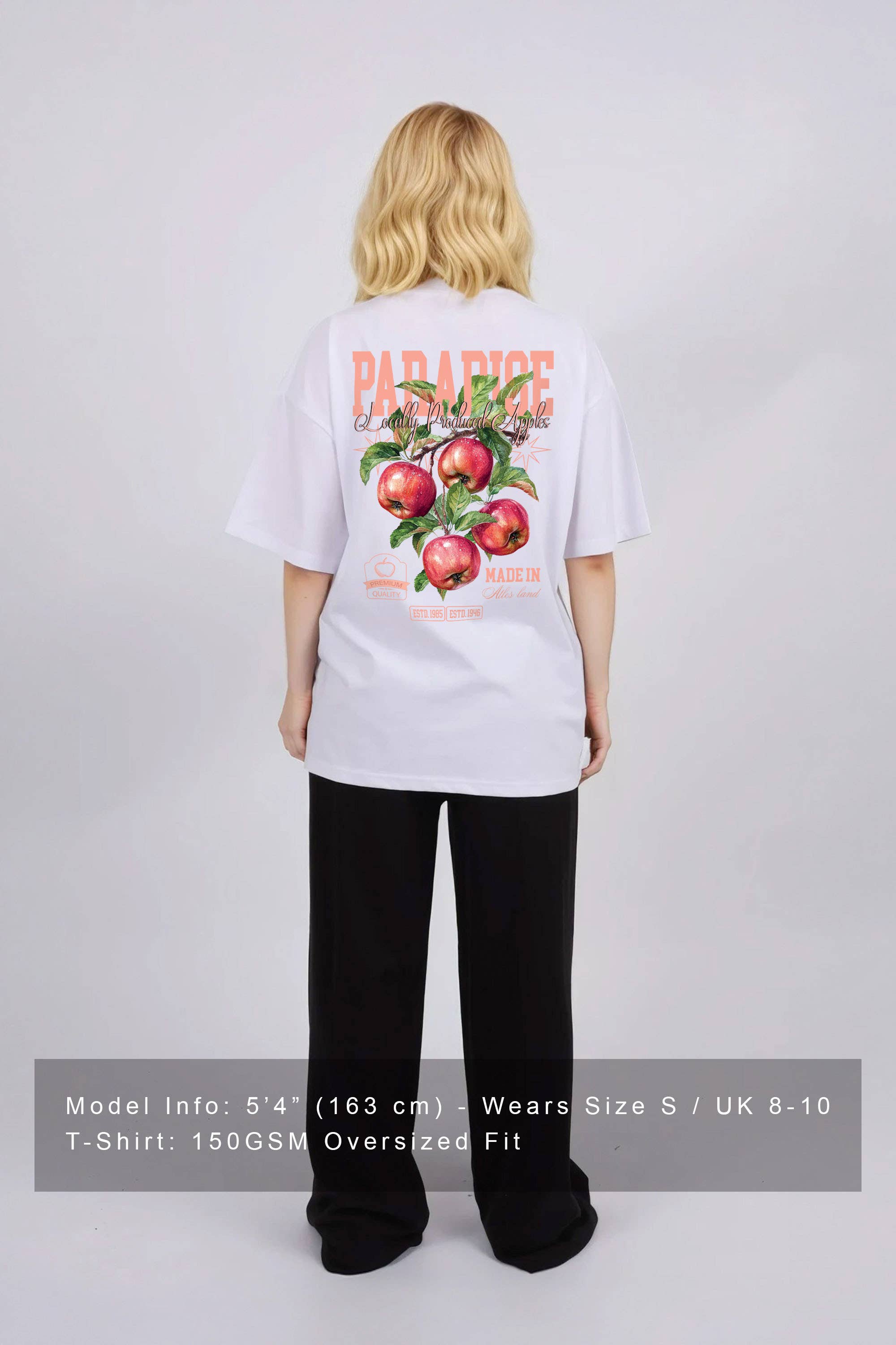 White Women 150GSM Oversized T-Shirt In Paradise Apple Print for wholesale on Faire1