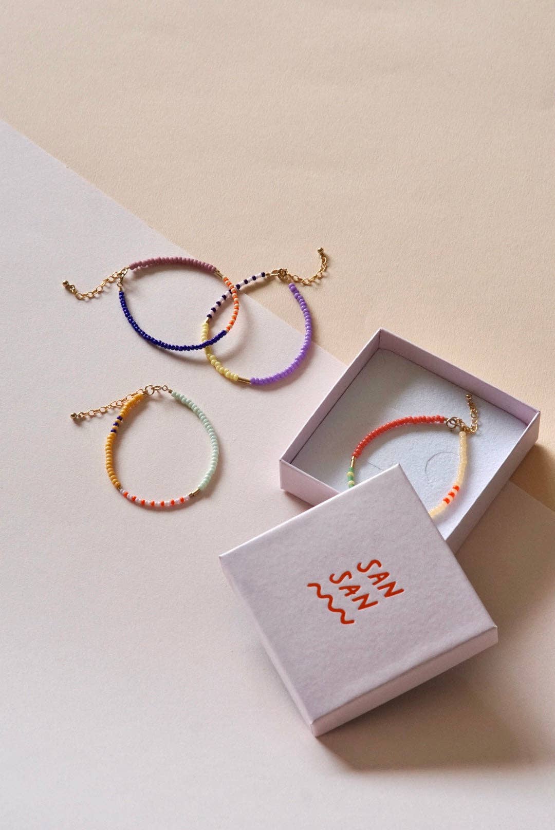 SAN SAN - Wholesale Beaded Bracelet - LENTE pearl bracelet - chai latte - green apple - dusty rose3