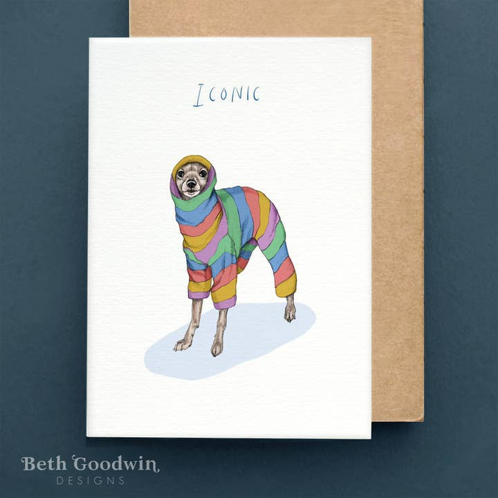 Carte emblématique en forme de lévrier italien | Carte d'anniversaire amusante pour Iggy pour la vente par Beth Goodwin Designs