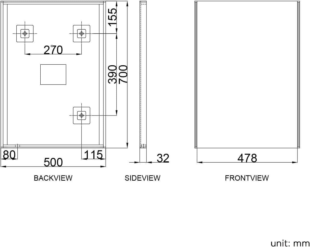 Bathroom4Less – wholesale Wall mirror – Wall Mounted Illuminated Mirror With LED Light Battery 700mm x 500mm2