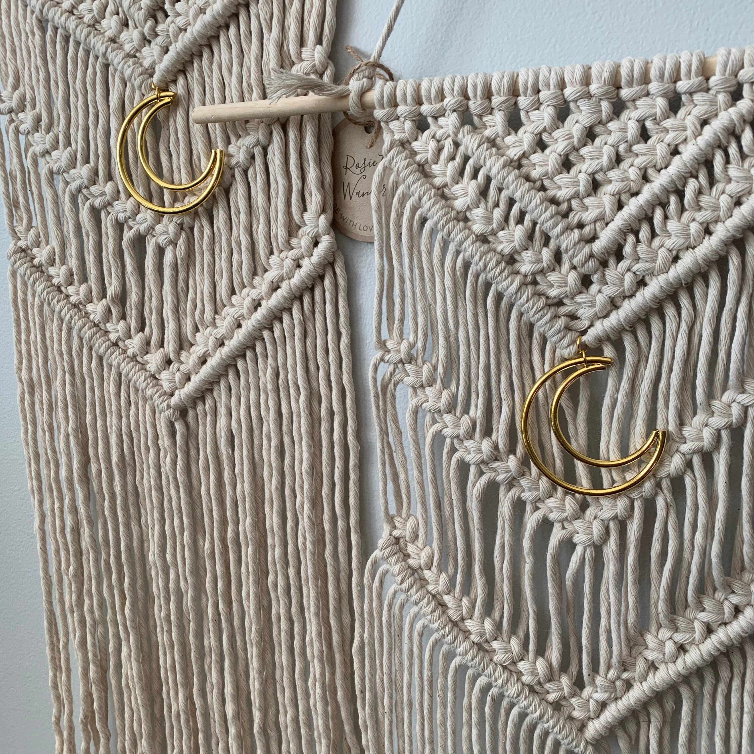 Rosie the Wanderer, Handmade Macramé - Wholesale Tapestry/Textile - Macrame Wall Hanging With Gold Moon1