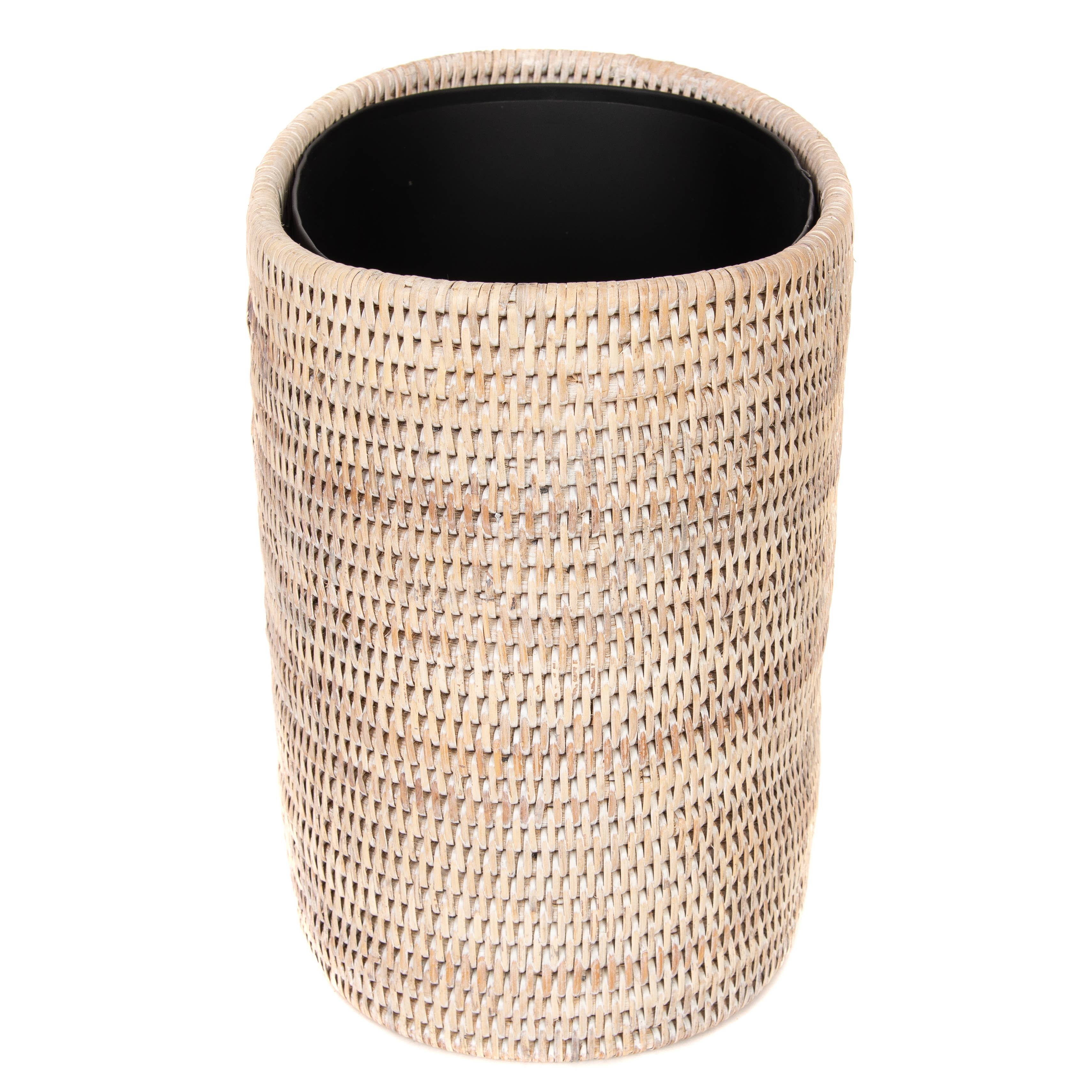 Artifacts Trading Company - Wholesale Trashcan/Trash Bin - Oval Rattan Waste Basket with Metal Liner0