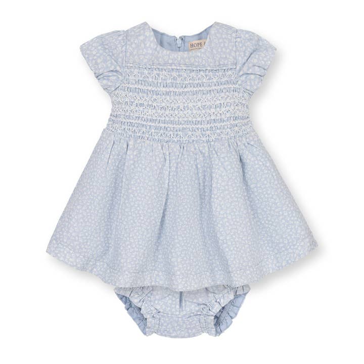 Linen Smocked Puff Sleeve Dress for wholesale by Hope and Henry