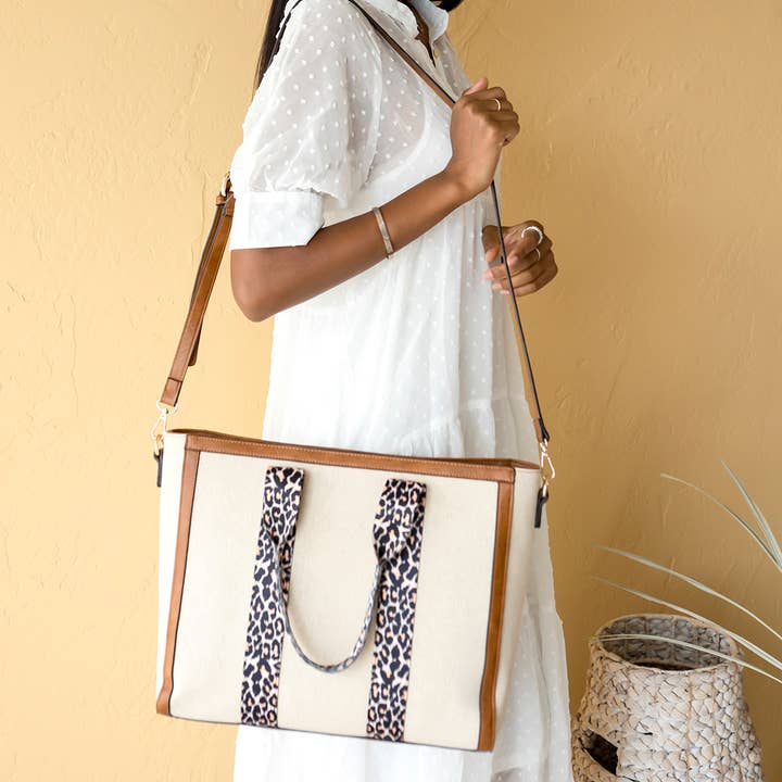 Jen & Co. - Wholesale Tote Bag - Women's - *SALE* M2086CN Haley Canvas Tote w/ Contrast Straps