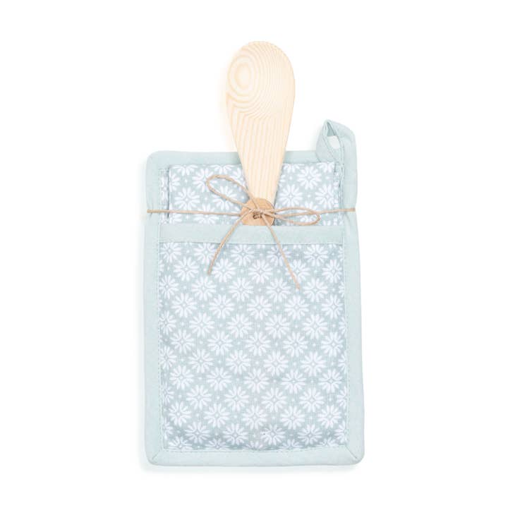 Elsie & Zoey – wholesale Tea towel – 3 Piece Mint Floral Kitchen Tea Towel & Pot Holder Set