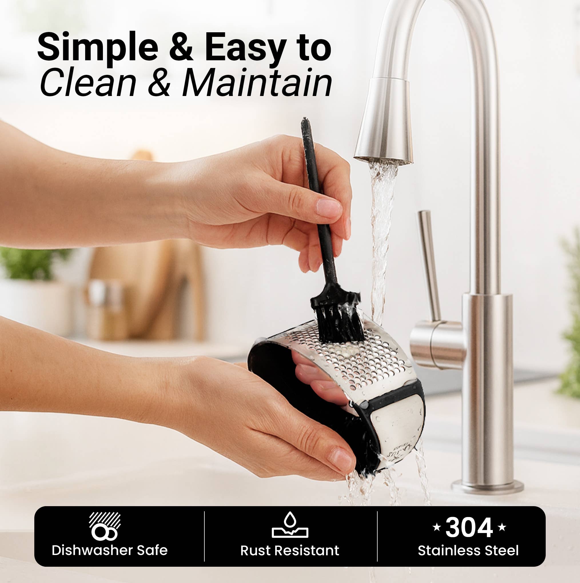 Zulay Kitchen – wholesale Kitchen tool/gadget – Garlic Press Rocker With Silicone Peeler & Scraper Set6