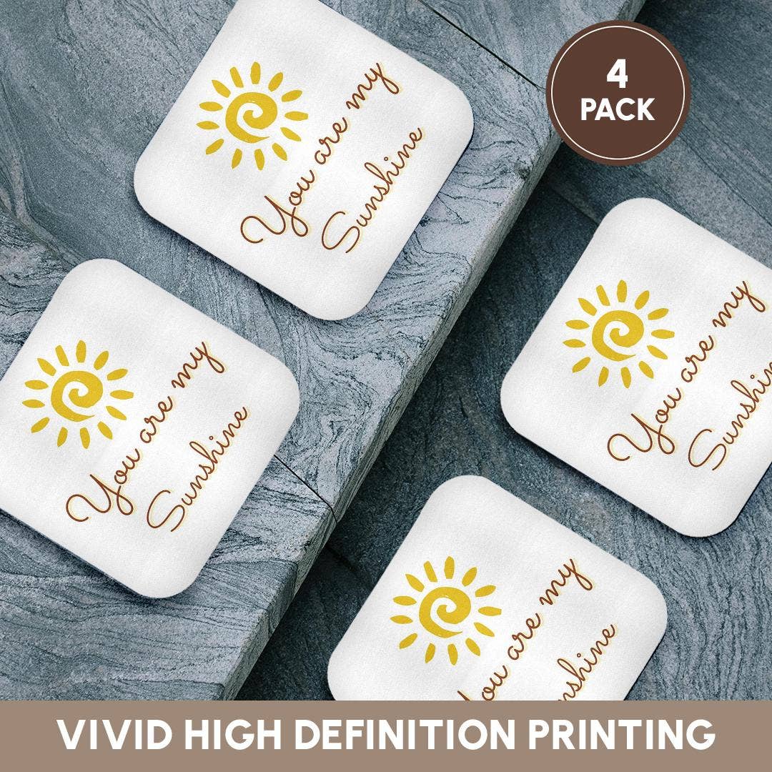 3dRose - Wholesale Coasters - 3dRose, Image of a Sun with Text of You are my sunshine, Coaster12