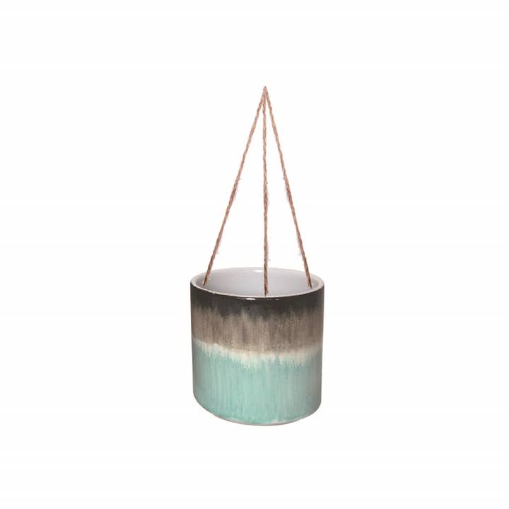 Blue Sky Clayworks – wholesale Hanging planter – 5.25" Hanging Calle Reactive Flower Pot - Turquoise0