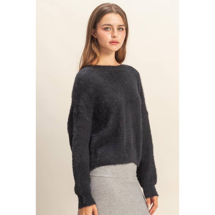 HYFVE - Wholesale Knit Sweater - Women's - Oversized Fuzzy Sweater With Back Twist Detail18