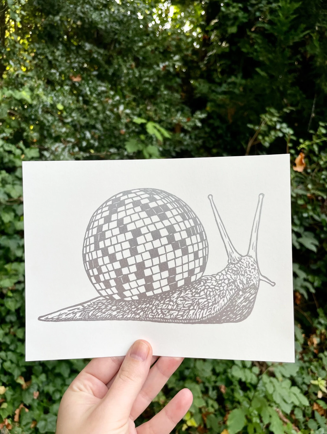 Augury Press – wholesale Art print – Disco Snail Linocut Print0