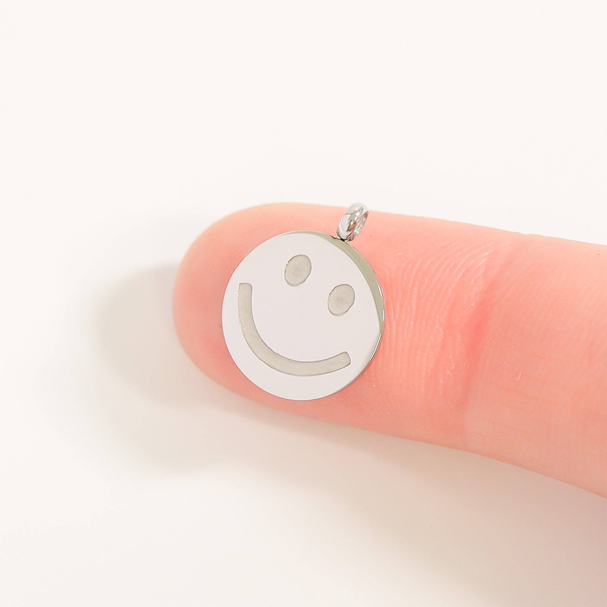 WJW - Wholesale Individual Charm/Pendant - 18K Gold PVD Stainless Steel Smiley Face Charm3