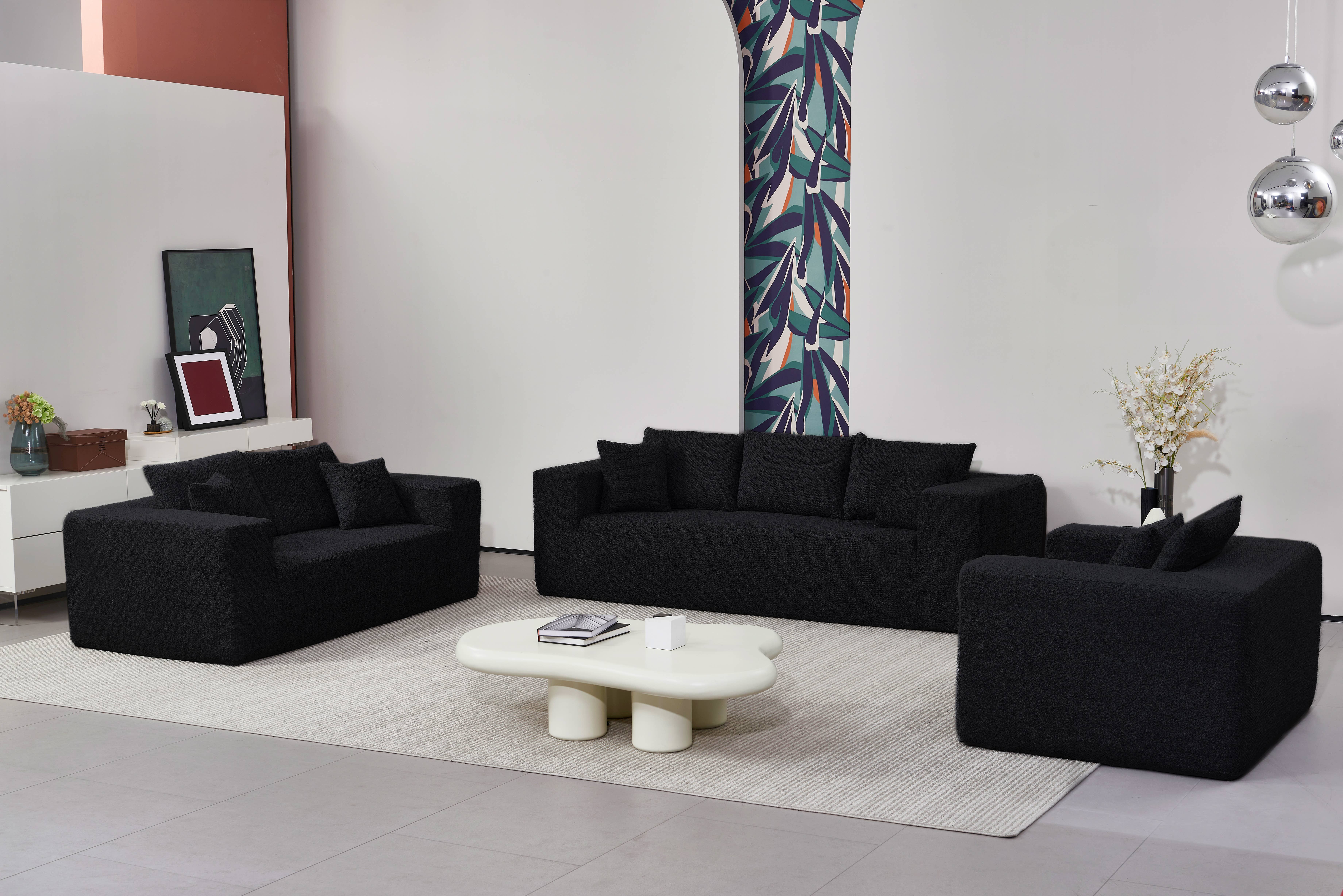 LivingTaste Home Inc - Vente Canapés - Canapé d'angle noir en L – méridienne 3 places11