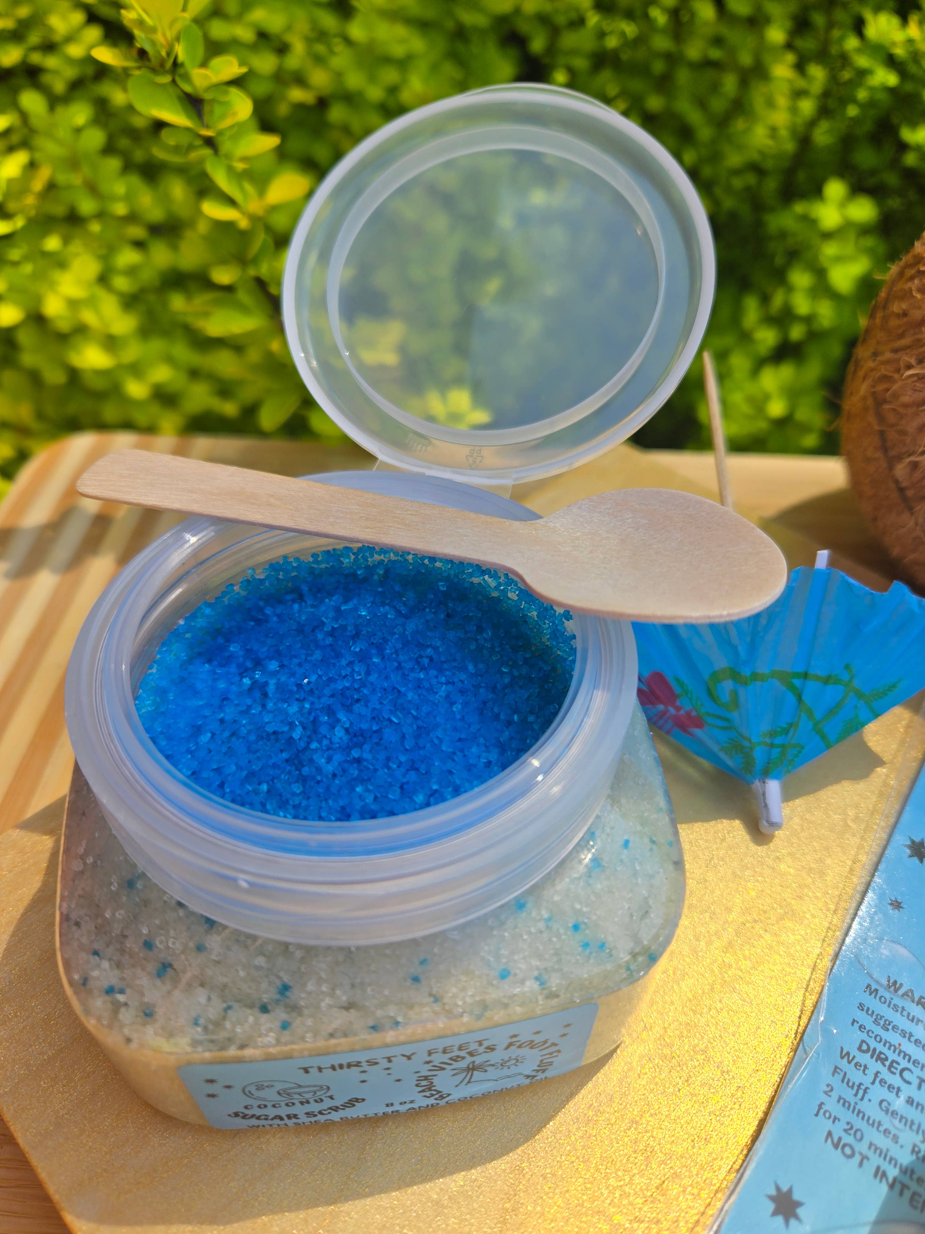 THIRSTY FEET®️ - Wholesale Foot Scrub/Polish - Coconut Beach Vibes Foot Fluff Sugar Scrub 8 oz Jar2