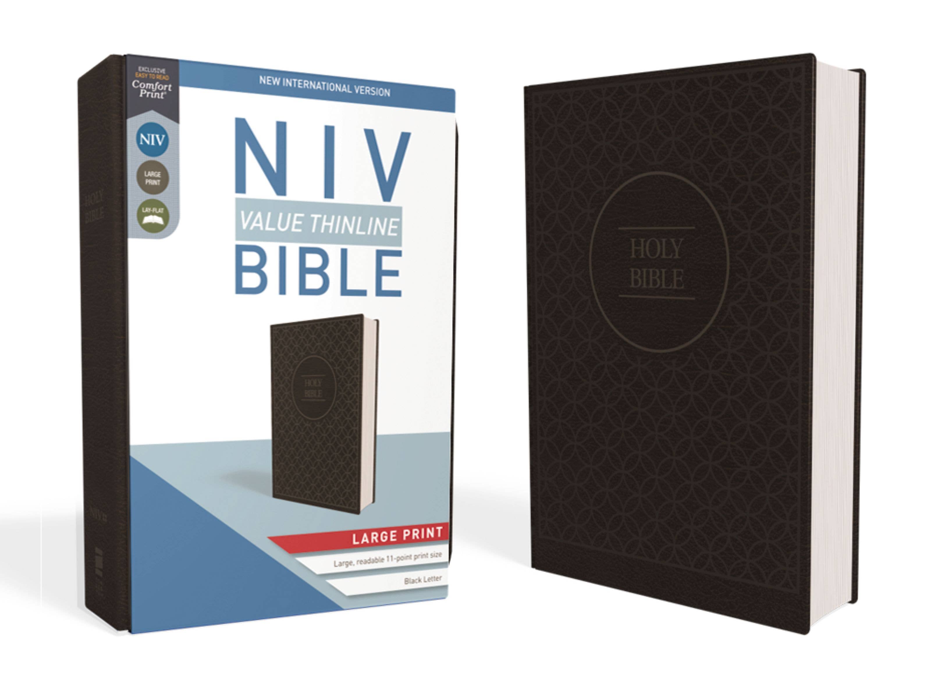 HarperCollins Christian Publishing - Wholesale Religion - NIV Value Thinline Bible Large Print Leathersoft Gray/Black0