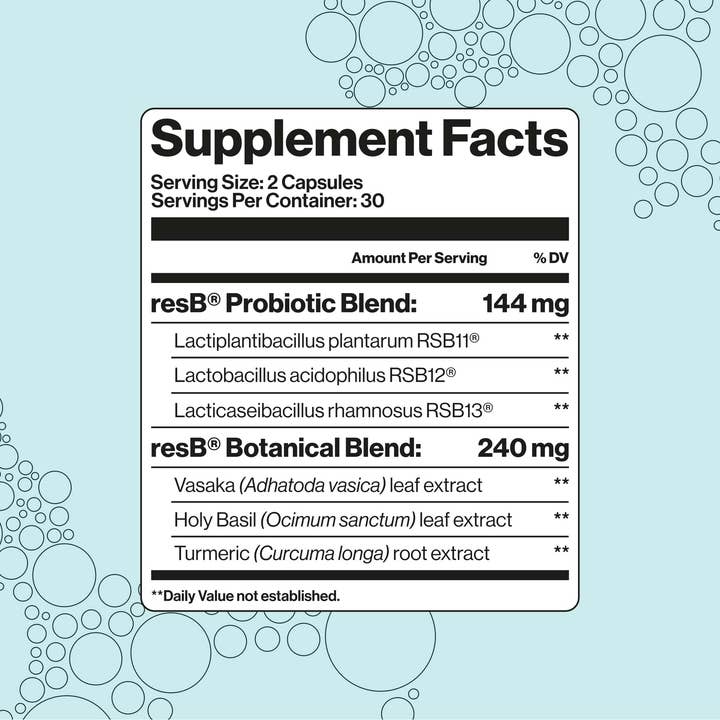 resbiotic - Venta al por mayor Suplementos/vitaminas para beber - Probiótico ResB® para el apoyo pulmonar2