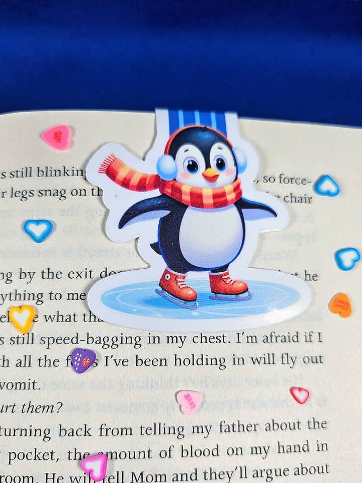 Ice Skating Penguin Magnetic Bookmark for wholesale by Autumnmist Boutique