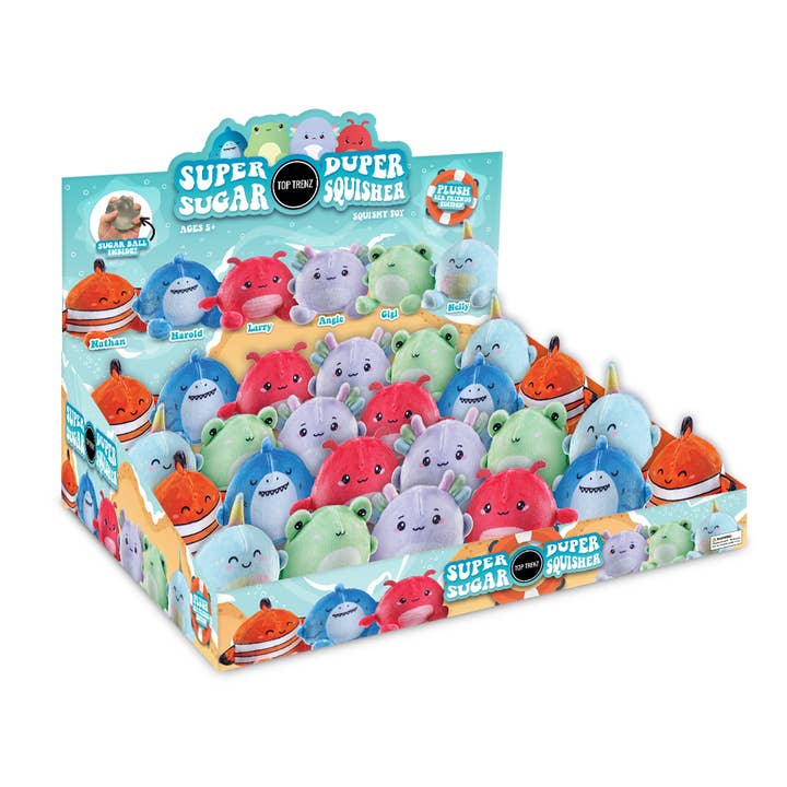 Top Trenz Inc - Wholesale Squishy Toy - Kids & Baby - Super Duper Sugar Squisher-Plush Sea Friends Edition