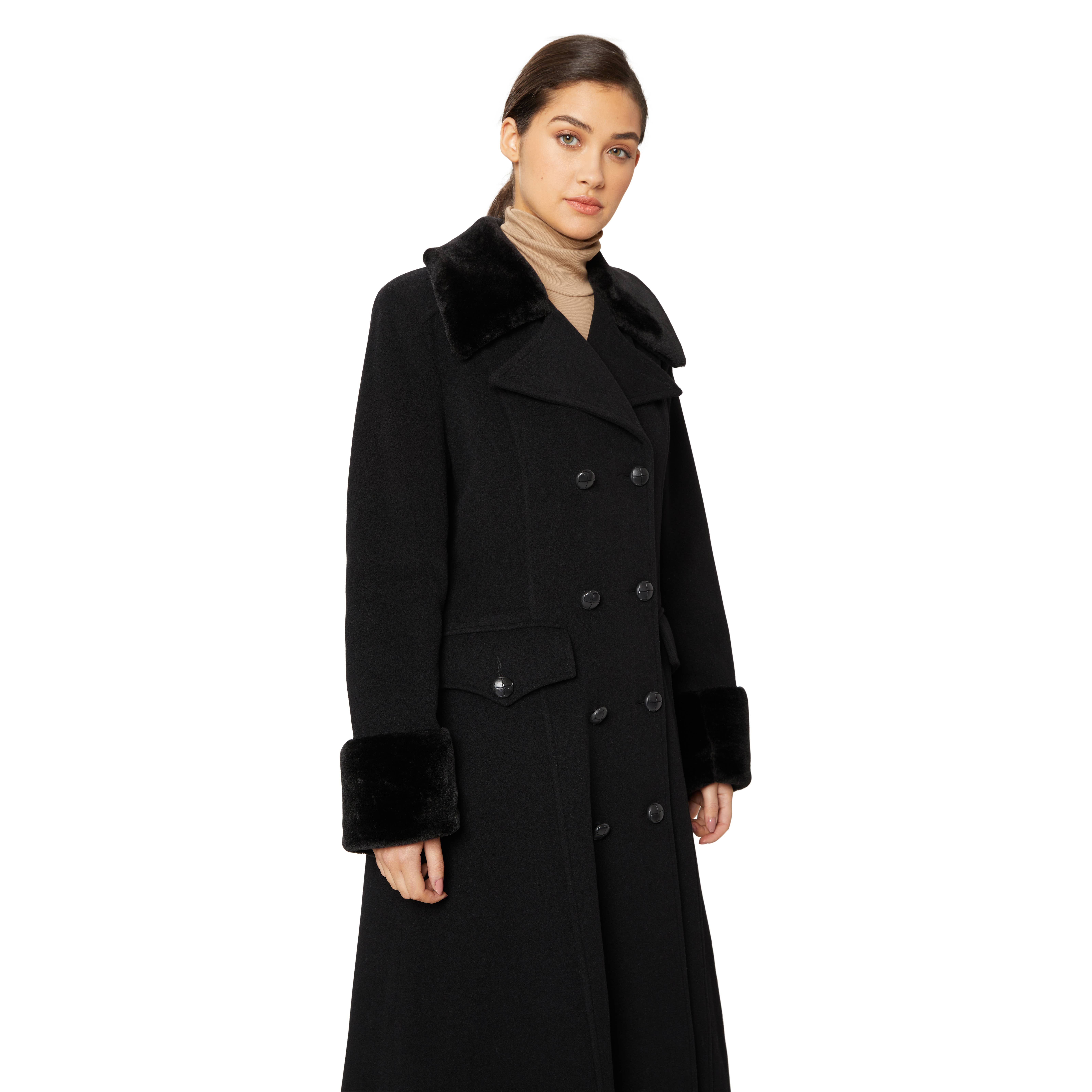 Anastasia - Wholesale Coat - Women's - Womens Double Breasted Military Fur Trimmed Winter Coat9