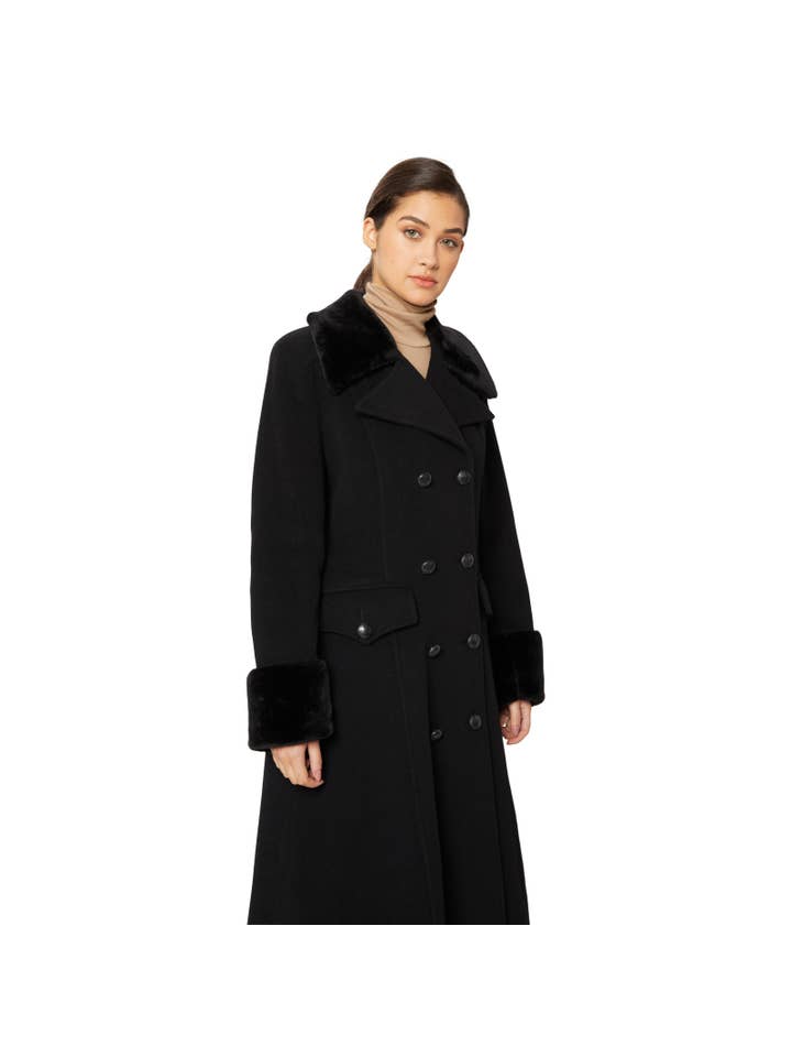 Anastasia – Casaco - Mulher por atacado – Casaco de inverno feminino com acabamento de pele militar trespassado9