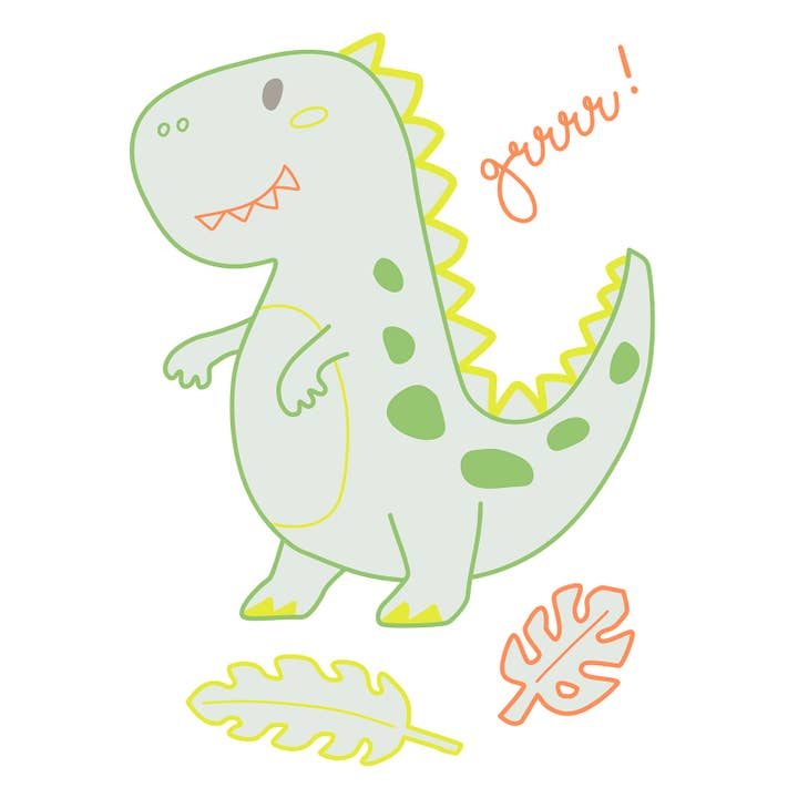 Película termoadhesiva fluorescente - dinosaurio con contorno de neón para venta al por mayor de Fabfabstickers