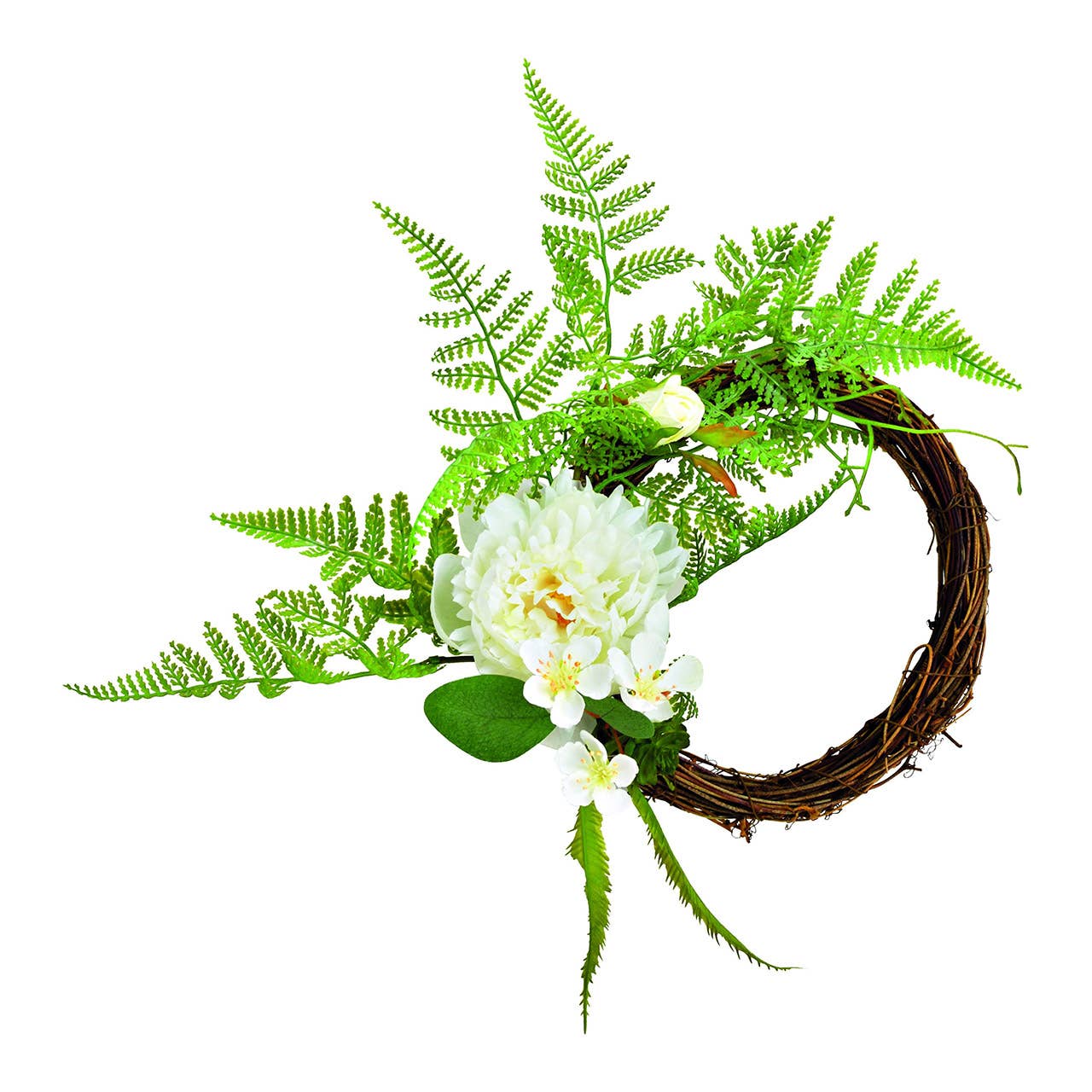 Wurm – wholesale Konstgjord växt – Blomkrans av plast vit Ø34cm0