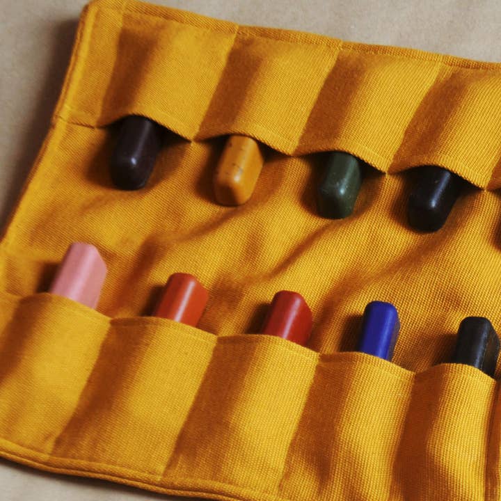 All Natural & Hand Poured Beeswax Crayon Fingers in a Handloom Cotton Roll for wholesale by Smilogy Kids Ltd