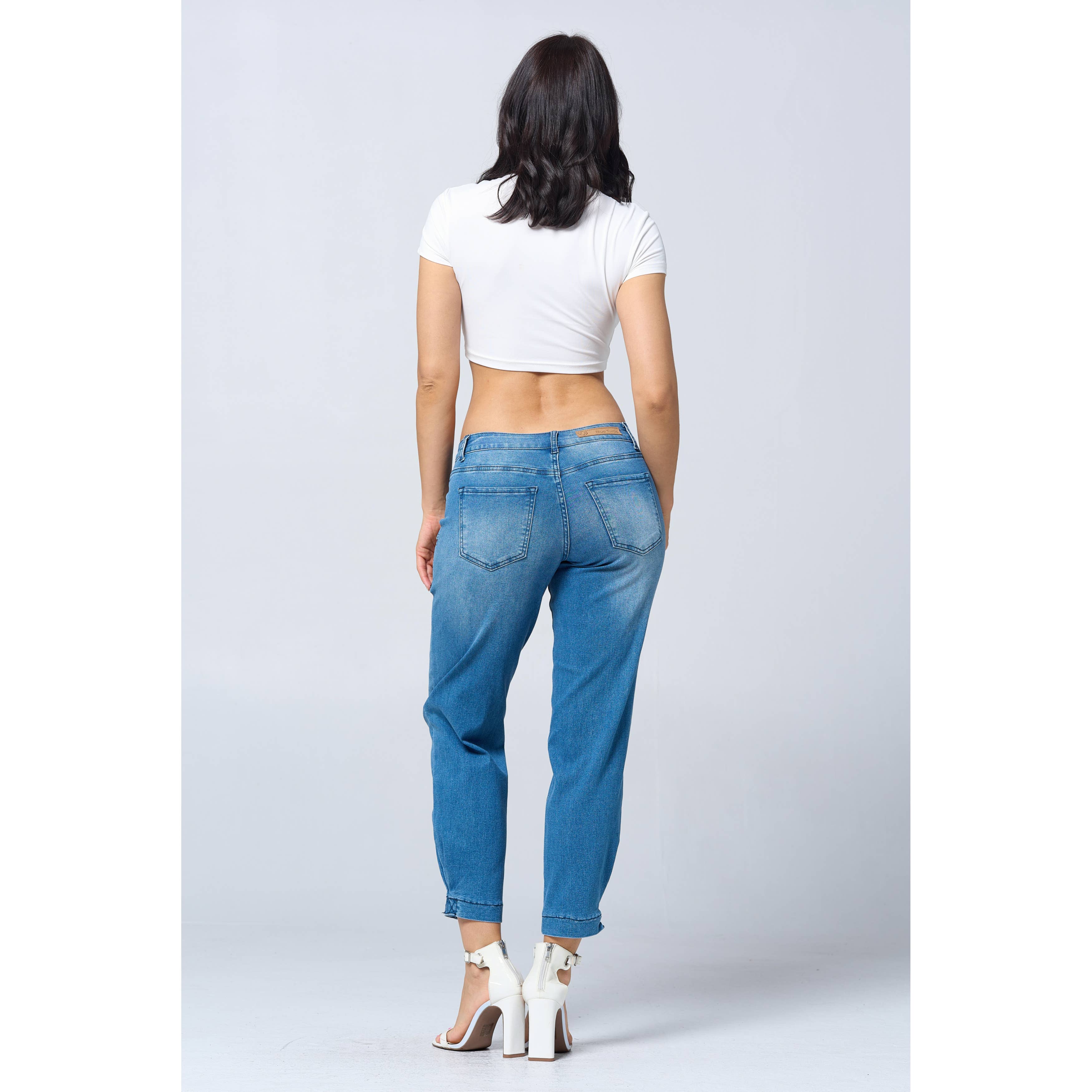 Blue Turtle - Wholesale Jeans - Women's - Low Rise Seamed Jogger with Flap Front Pocket YH2218 Med4