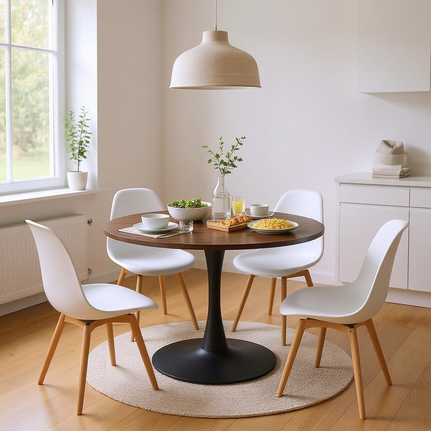 Brown Avon 42" Natural Wood Round Dining Table for wholesale on Faire0