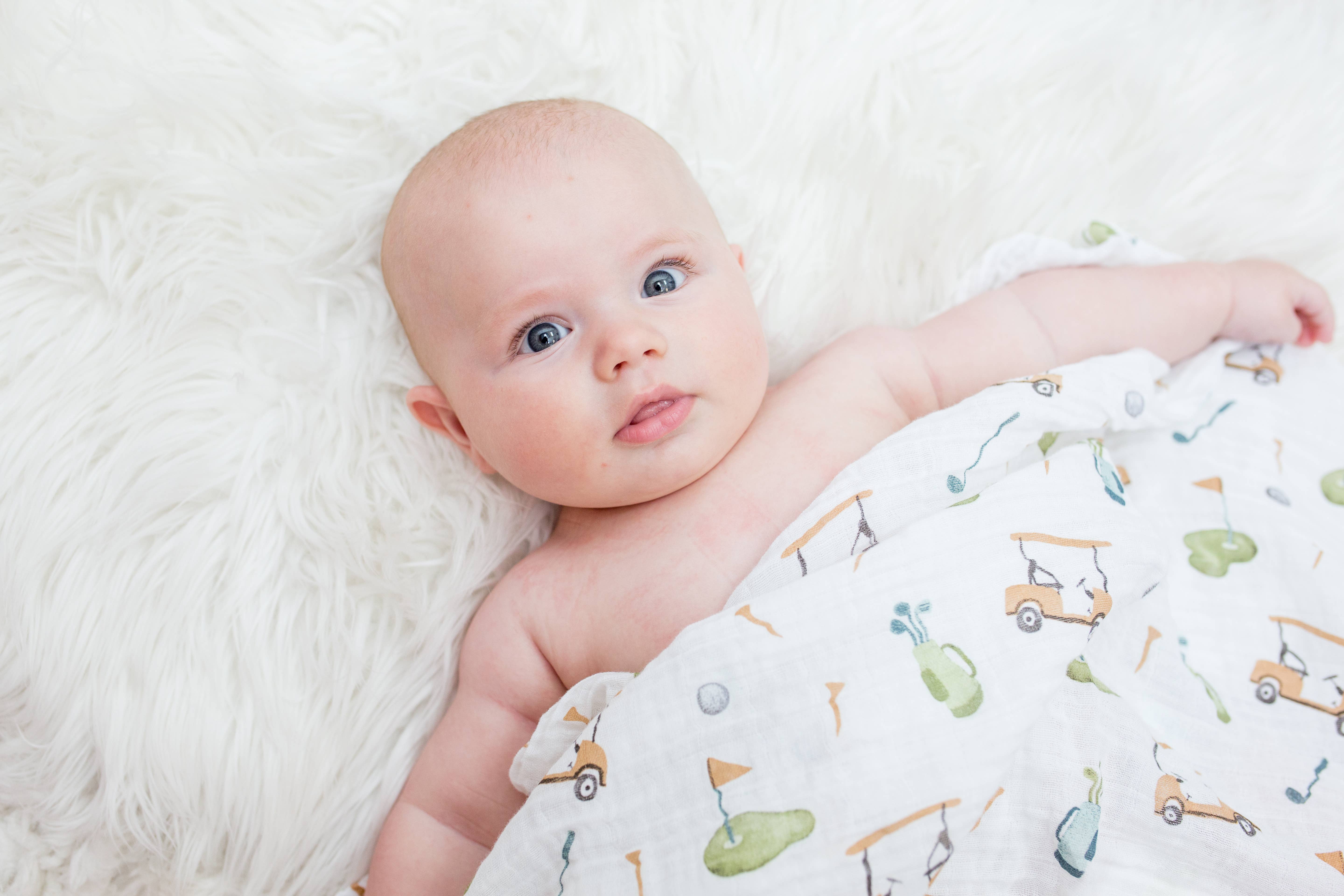 Lulujo Baby - Wholesale Swaddle - Baby - Muslin Swaddle Blanket – Golf (47" x 47") 5