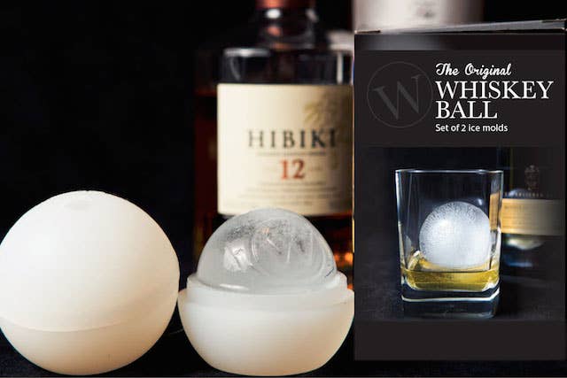 True Whiskey Glass & Ice Sphere Set, 2 Whiskey Tumblers, 1 Ice Sphere Mold,  Bourbon Glass Set, cool gadgets for men, ice mold, rocks glasses, cocktail