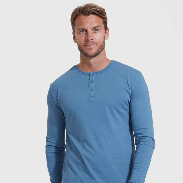 Long Sleeve Henley Shirt | Indigo for wholesale by True Classic