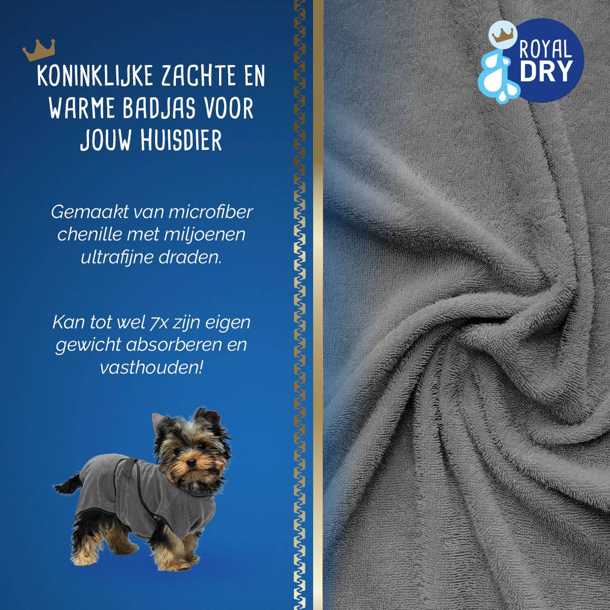 Hofman Animal Care - Vente Serviette – chien - Peignoir absorbant pour chiens XS Royal Dry2