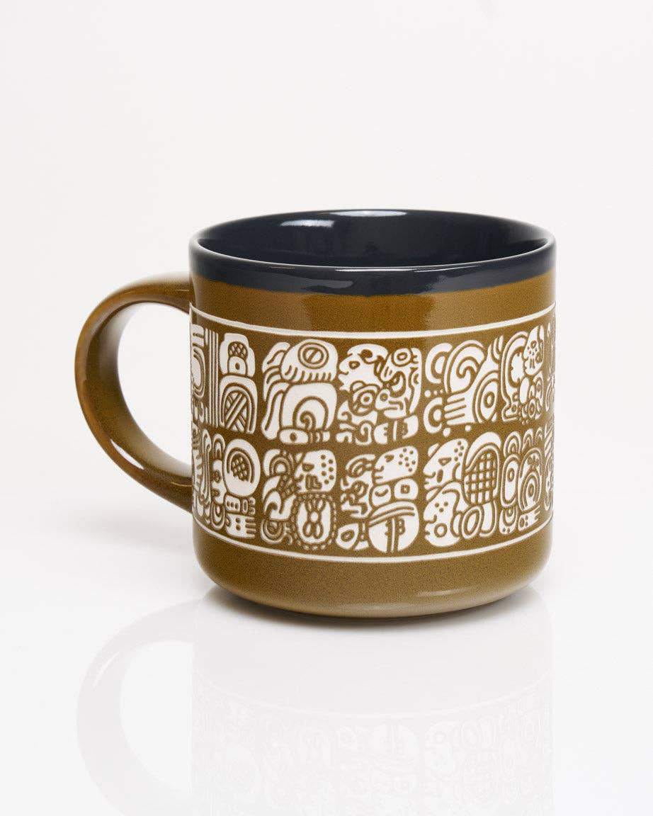 Cognitive Surplus - Wholesale Coffee Mug - Maya Script Hand Carved 15 oz Ceramic Mug (Case of 4)1