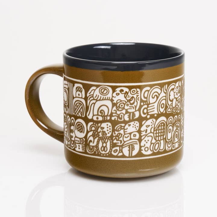 Cognitive Surplus - Wholesale Koffiemok - Maya Script Handgekerfde 15 oz Keramische Mok (Set van 4)1
