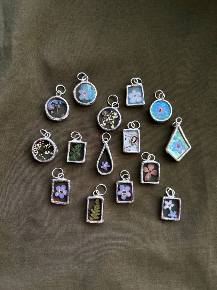 Assorted Pressed Flower Pendants for wholesale by Rays of Hope