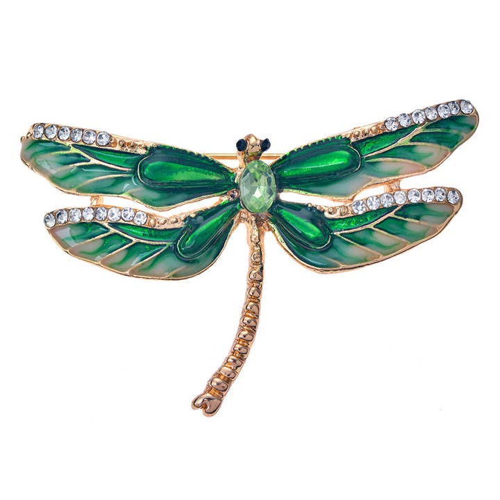 Clayre & Eef - Wholesale Brooch - JZPI0090 Women's Brooch Dragonfly Green Metal Brooch