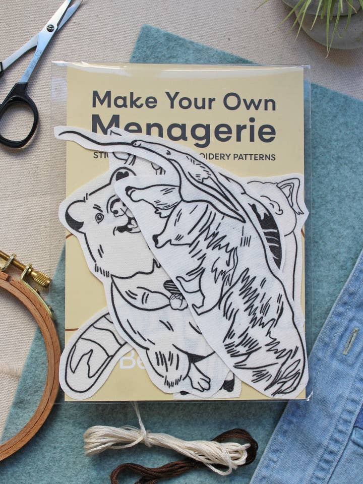 Wild Animal Stick-and-Stitch Pattern Pack for wholesale by Bear&Bean