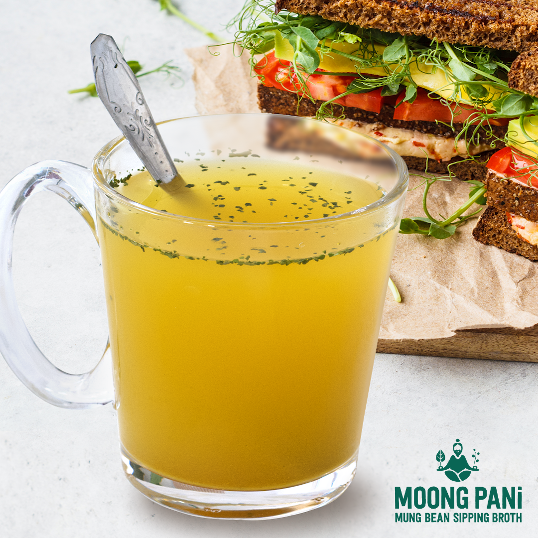 Moong Pani: Golden Mung Sipping Broths. Khichari and Dals – Sopa por atacado – Caldo Vegan Moong Pai Golden Mung: ALHO ASSADO, Cúrcuma7