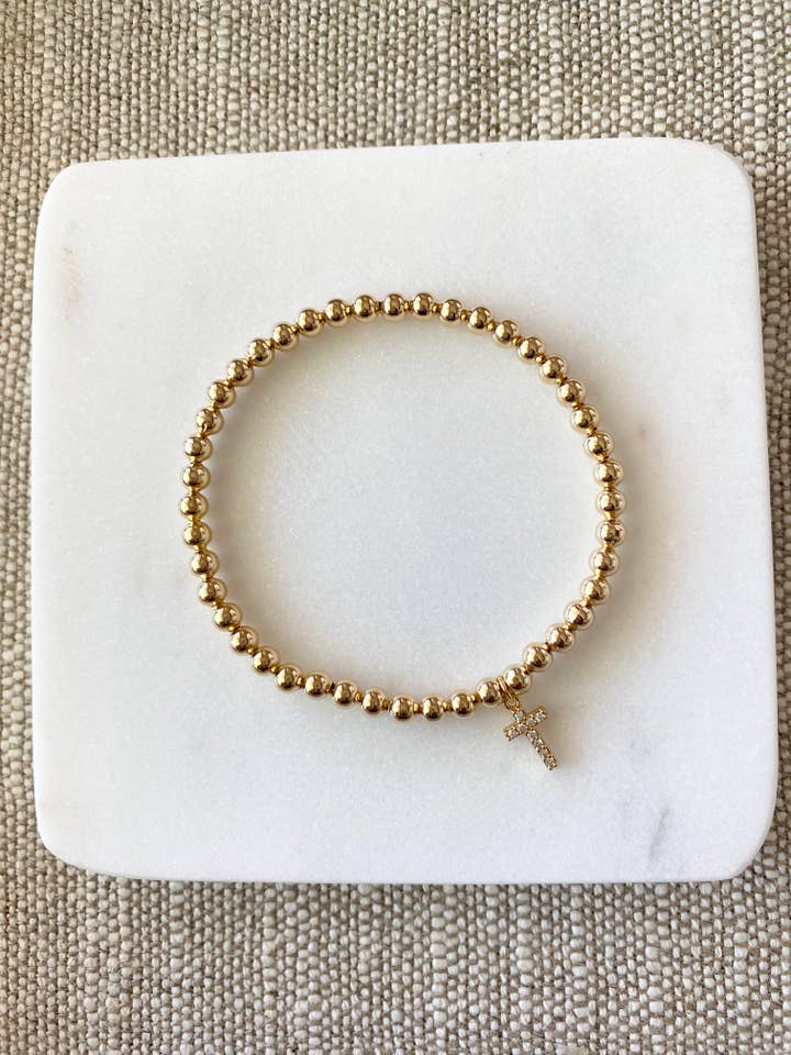 Dainty Cross charme 14 K guld fyldt armbånd for engroshandel hos Elisa Shin Designs