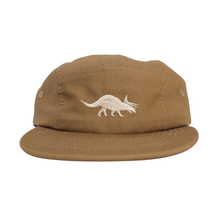 Triceratops Cotton Five-Panel Hat in Khaki for wholesale by RAD RIVER CO.